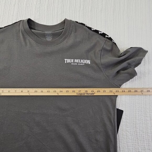 True Religion Heavy Taping Tee Men's Size L Army Green MSRP $59 NWT NEW - Picture 8 of 12